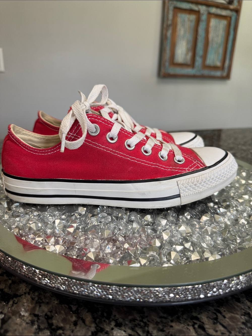Converse all star Red Low Top canvas Sneakers 7 - Picture 9 of 14